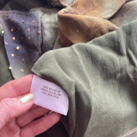 HAUTE HIPPIE SzM crossover faux wrap dress sequins silk grunge boho - Picture 5 of 5